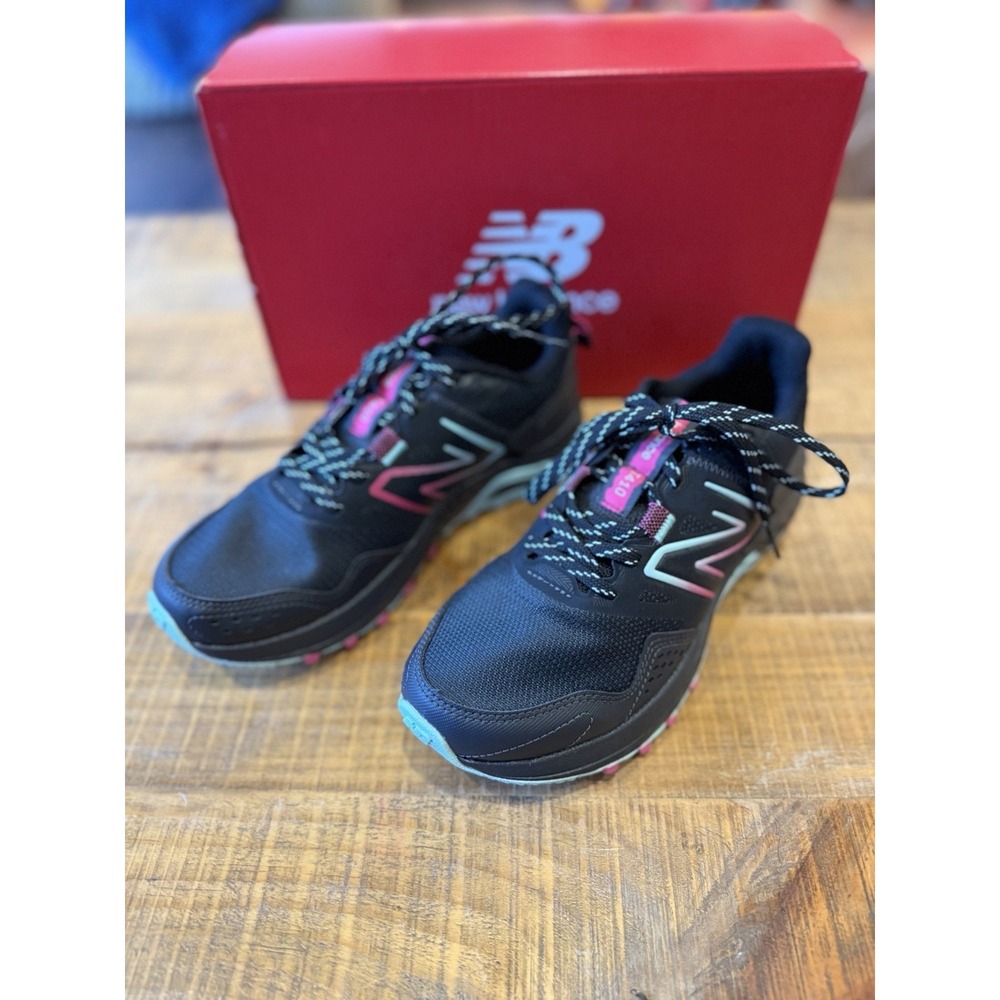 New Balance Women's Black Athletic Shoes with Pink and Teal Accents